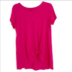 CHELSEA & THEODORE • NWOT Short Sleeve Hot Pink Linen Twist Hem Top • Size Small